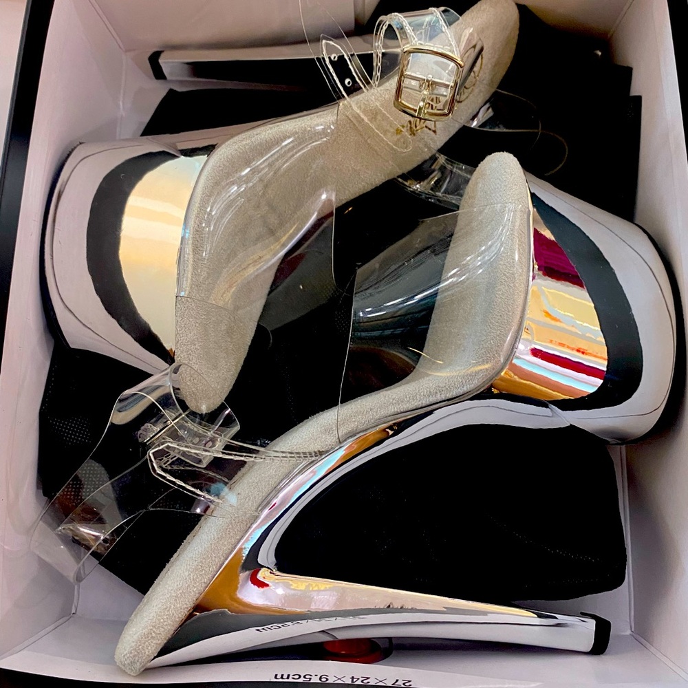 Pleaser Crome 7” Heels NWT Size 6 Pole Dance Shoe